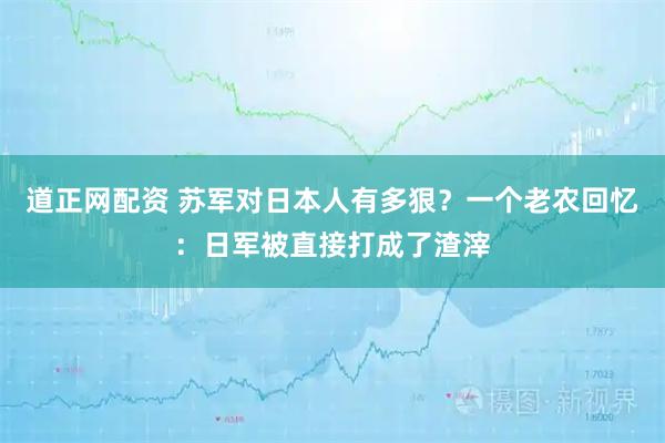 道正网配资 苏军对日本人有多狠？一个老农回忆：日军被直接打成了渣滓